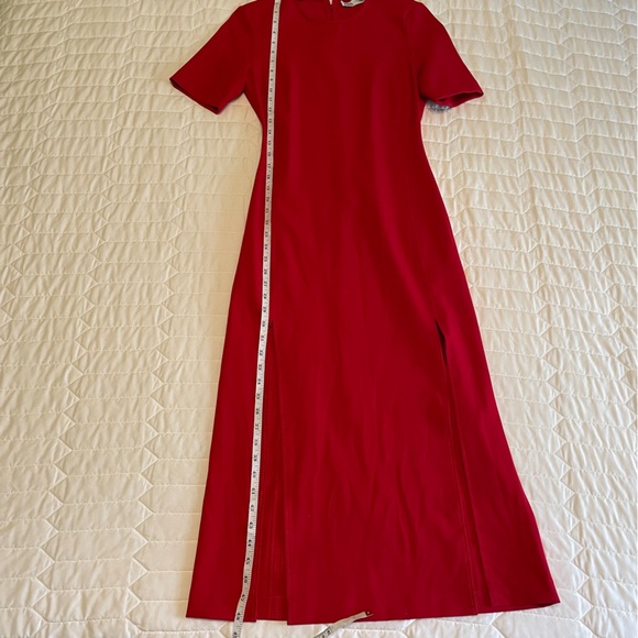 NWT Zara Front Slit Midi Dress Bold Red Size XS - Picture 2 of 7